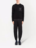 Prada logo-patch ribbed-sleeve sweater