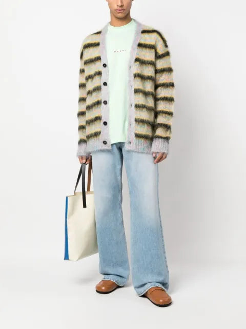 Marni striped mohair-blend cardigan