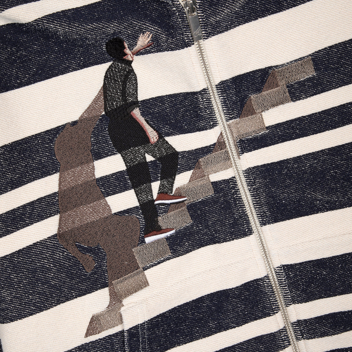 "on air" striped Zip Up