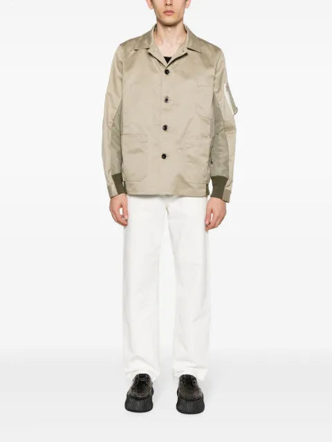 sacai panelled twill shirt jacket