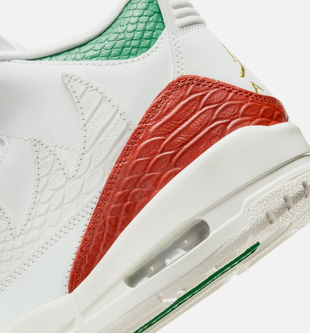 Air Jordan 3 Retro El Vuelo Men's Lifestyle Shoes - Summit White/Pine Green/Dragon Red/Metallic Gold