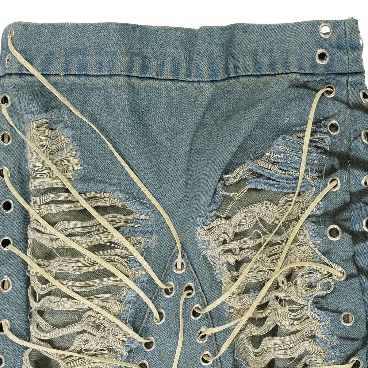 BLUE LACED WINDOW MAXI SKIRT