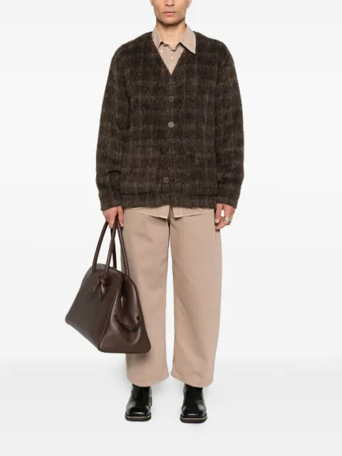 OUR LEGACY DORF CHECK HAIRY WOOL CARDIGAN