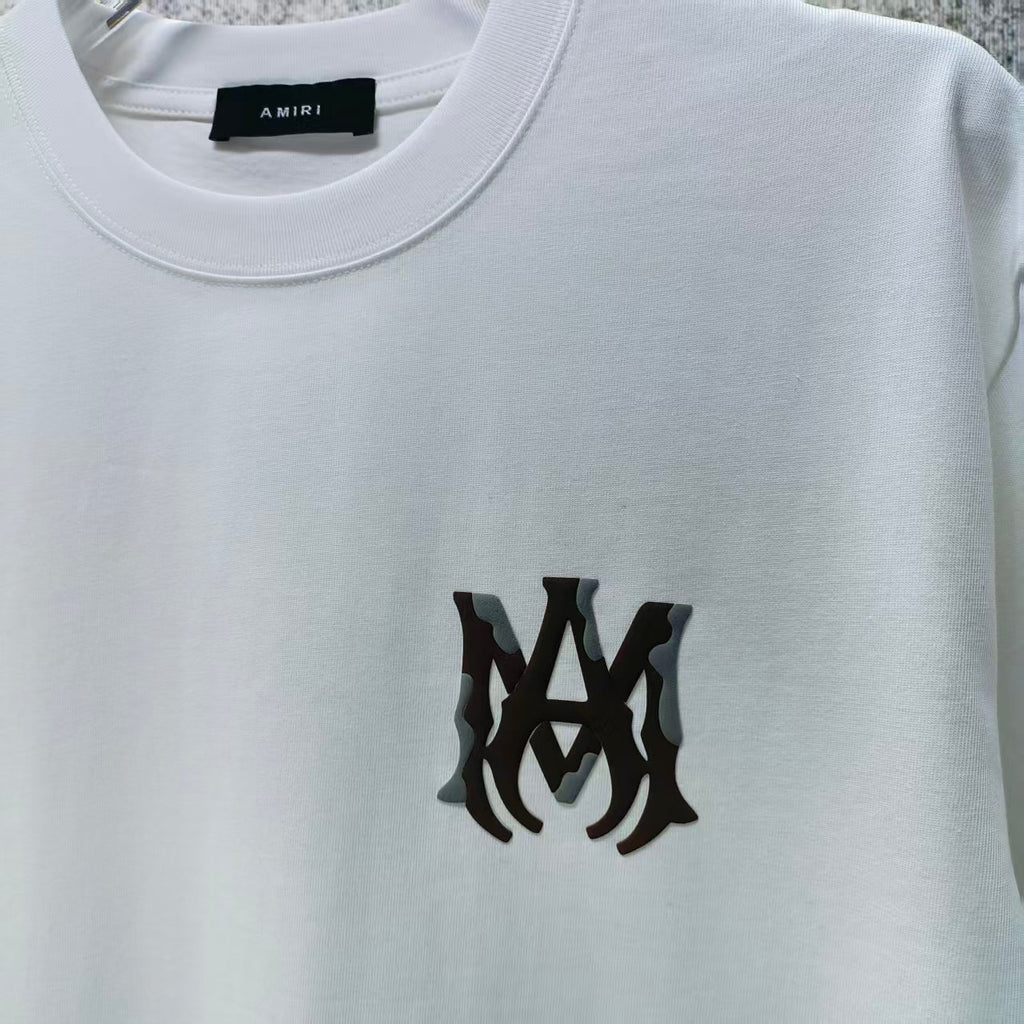 AMIRI Two‑Tone MA Monogram Chest Graphic Short‑Sleeve Tee
