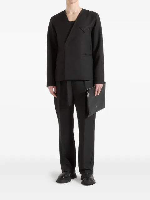 Manière De Voir Colin collarless double breasted minimal blazer