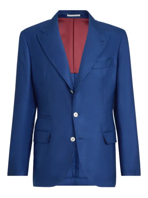 Brunello Cucinelli cashmere and silk diagonal deconstructed blazer with peak lapels