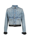 EGONlab. leather-strap denim jacket