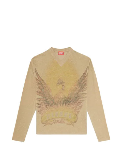 Diesel linen sweater with faded Phoenix print