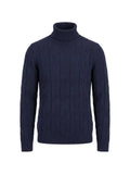 Hood cable-knit roll-neck sweater