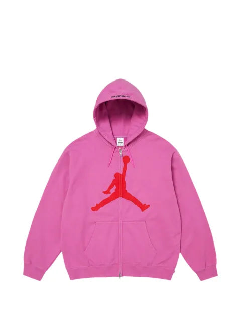 Supreme x Jordan logo-patch zip-up hoodie