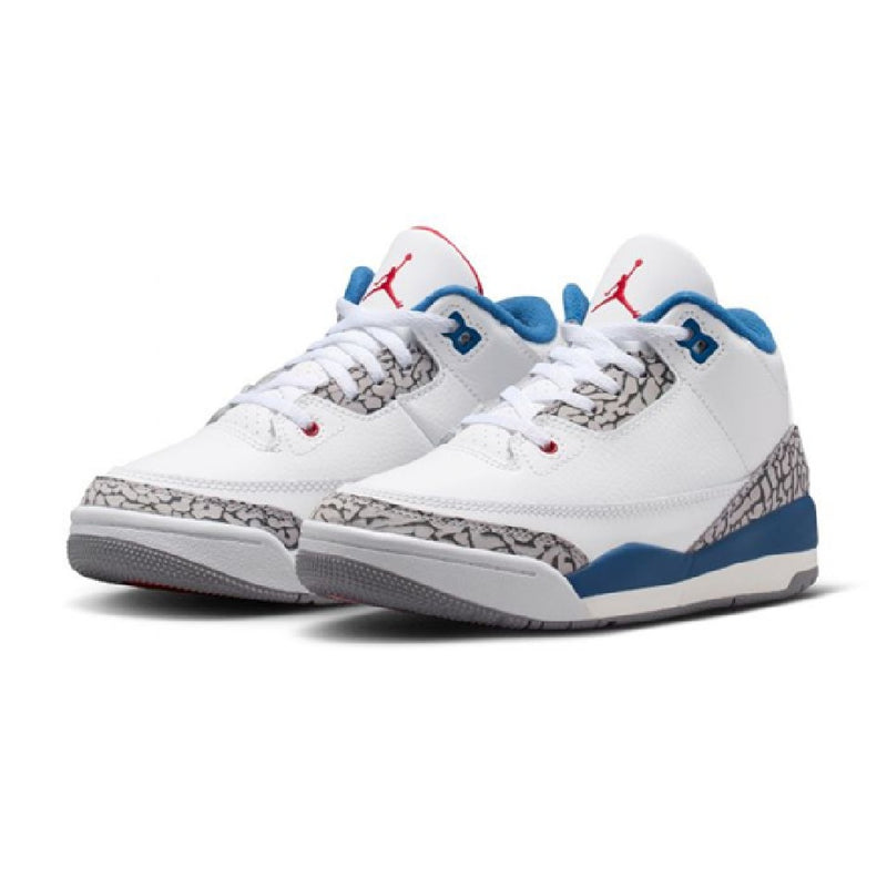 Little Kid's Jordan 3 Retro "True Blue" Wht/Fire Rd-True Bl (DM0966 104)