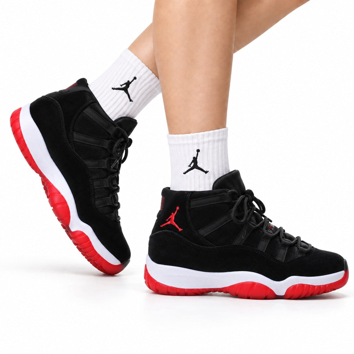 Air Jordan 11 Retro Black and Red Unisex Sneakers Style 20