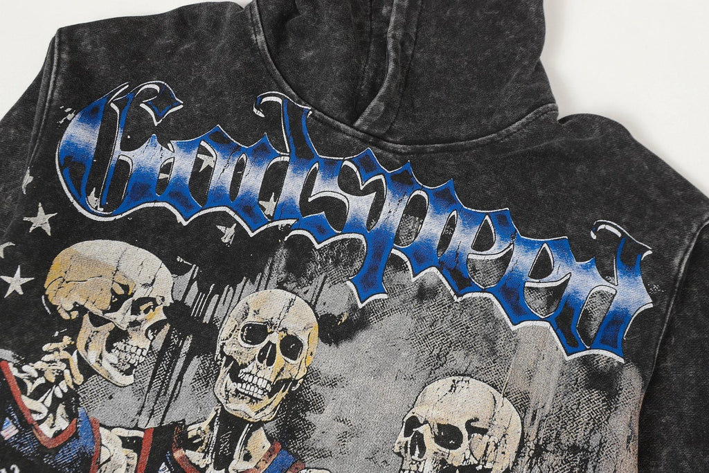 Godspeed Pain No Gain Acid Wash Graphic Hoodie
