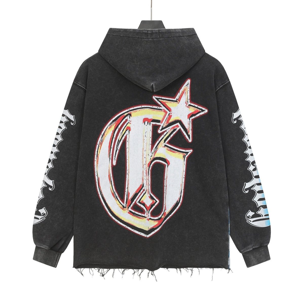 Godspeed Rock Graphic Distressed Hem Hoodie