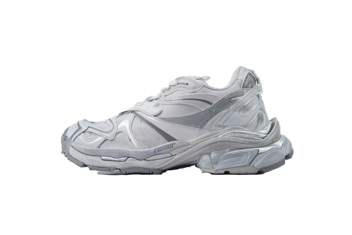 Balenciaga Runner 2.0 Sneaker Worn-Out White Silver 779066 W3RXP 9110