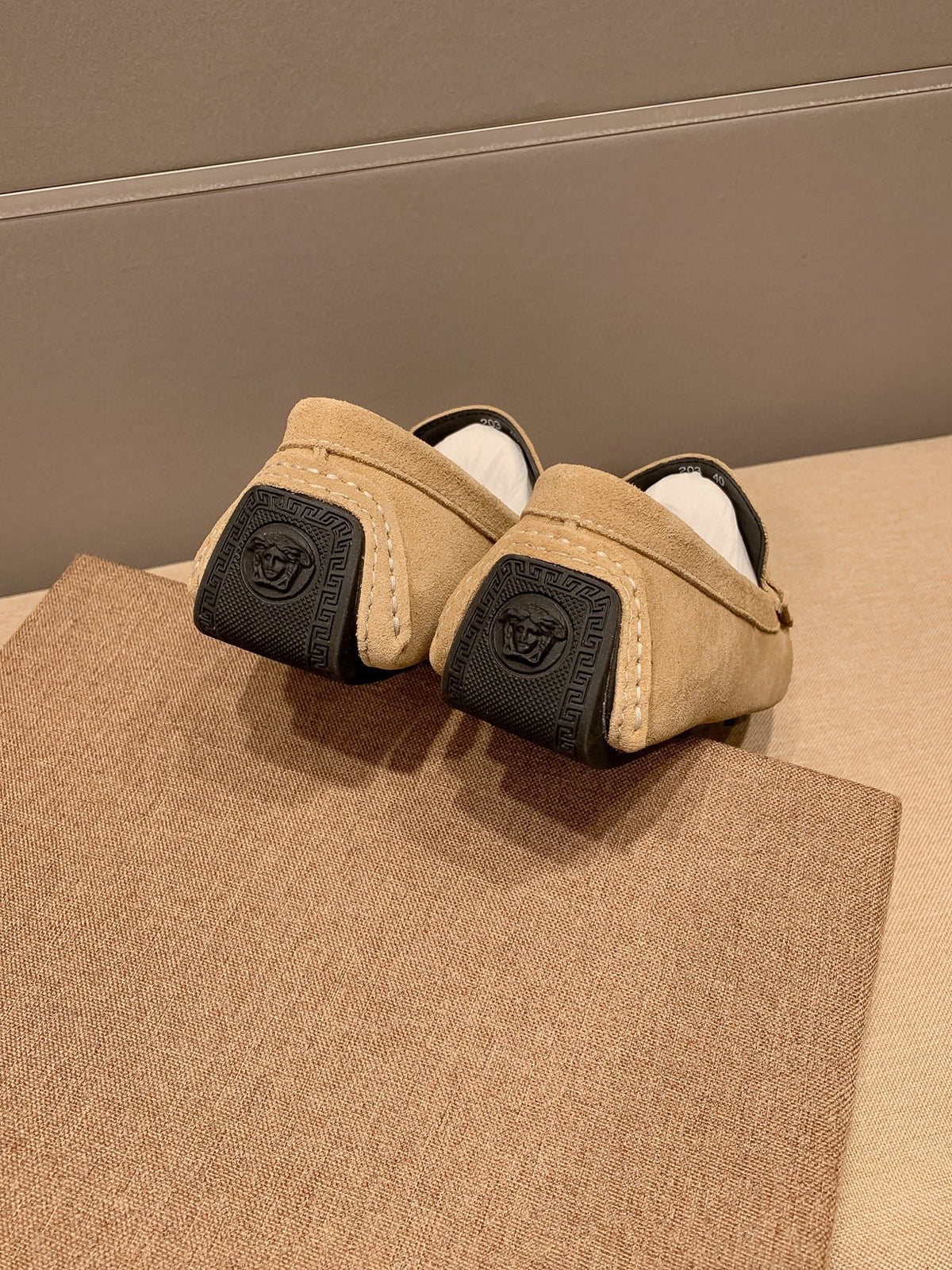 Versace Tan Hardware Loafers