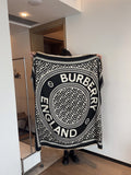 Burberry Black & Ivory Logo Square Scarf