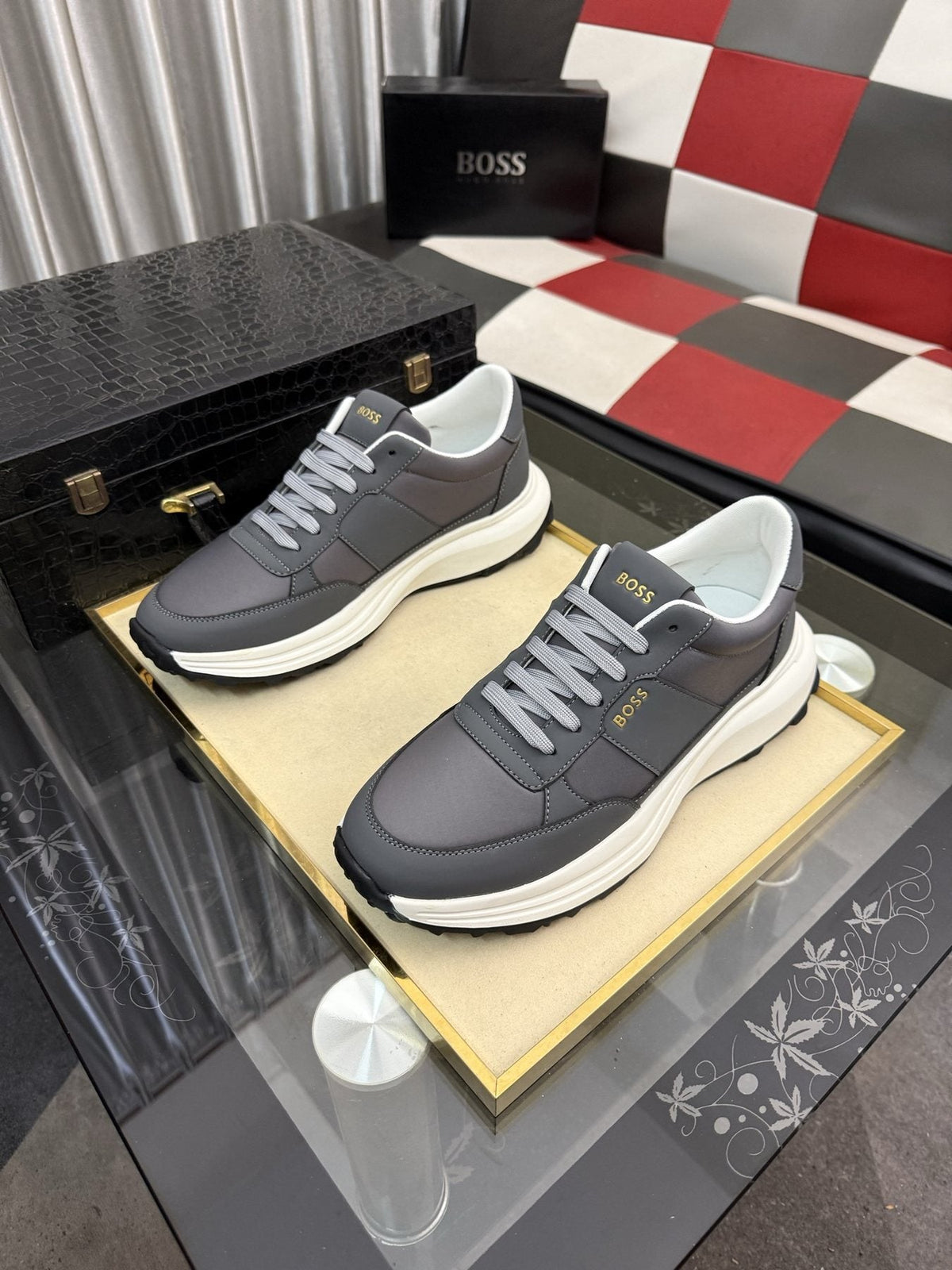 BOSS Men's Layered Low-Top Sneakers