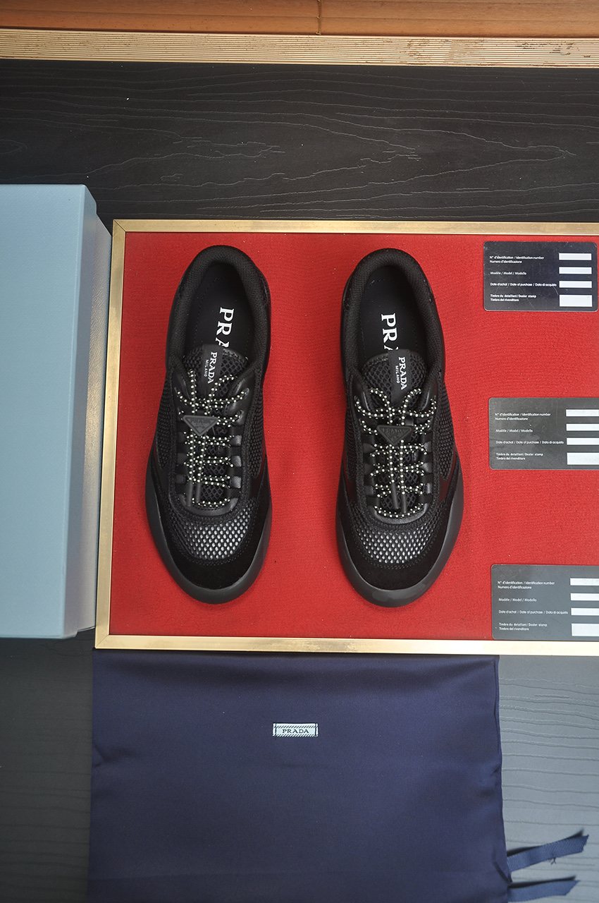 Prada Mesh Panel Low-Top Sneakers - Padded Collar